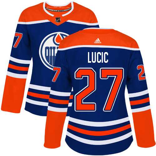Women's Adidas Edmonton Oilers #27 Milan Lucic Royal Alternate Authentic Stitched NHL Jersey