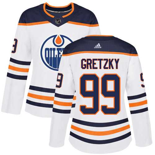 Women's Adidas Edmonton Oilers #99 Wayne Gretzky White Road Authentic Stitched NHL Jersey
