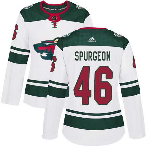 Women's Adidas Minnesota Wild #46 Jared Spurgeon White Road Authentic Stitched NHL Jersey
