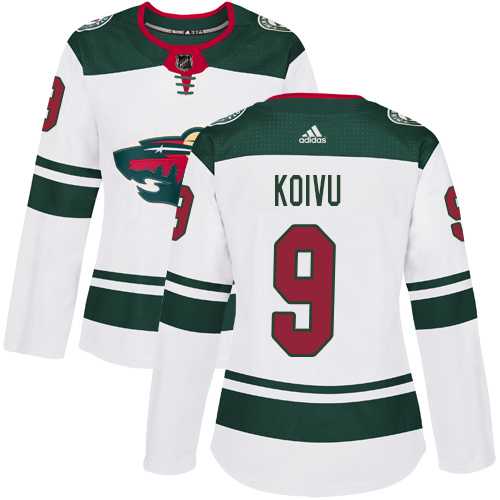 Women's Adidas Minnesota Wild #9 Mikko Koivu White Road Authentic Stitched NHL Jersey