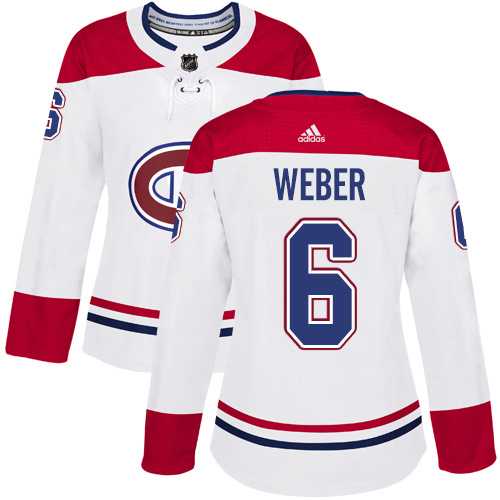Women's Adidas Montreal Canadiens #6 Shea Weber White Road Authentic Stitched NHL Jersey