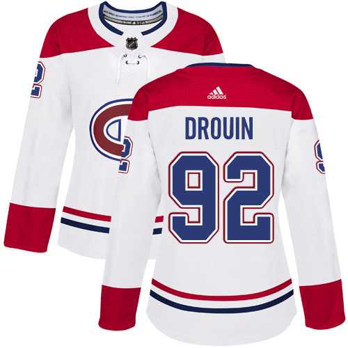 Women's Adidas Montreal Canadiens #92 Jonathan Drouin White Road Authentic Stitched NHL Jersey