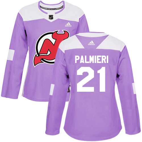Women's Adidas New Jersey Devils #21 Kyle Palmieri Purple Authentic Fights Cancer Stitched NHL Jersey