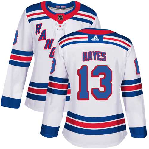 Women's Adidas New York Rangers #13 Kevin Hayes White Road Authentic Stitched NHL Jersey