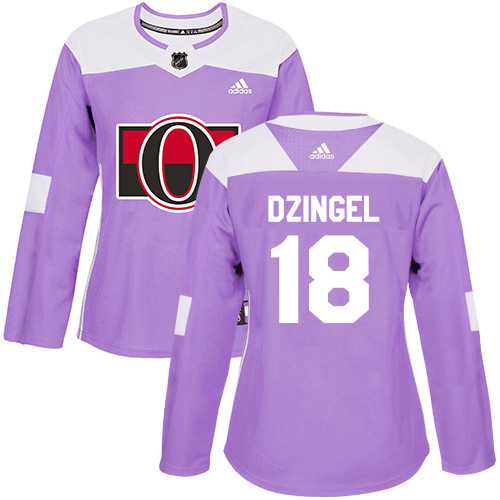 Women's Adidas Ottawa Senators #18 Ryan Dzingel Purple Authentic Fights Cancer Stitched NHL Jersey