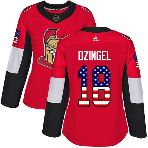 Women's Adidas Ottawa Senators #18 Ryan Dzingel Red Home Authentic USA Flag Stitched NHL Jersey