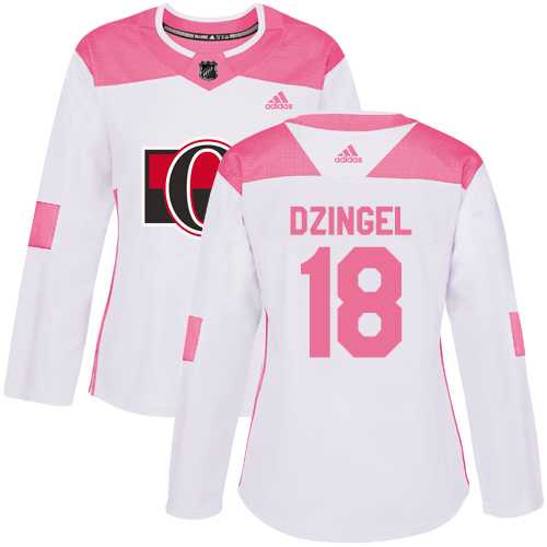 Women's Adidas Ottawa Senators #18 Ryan Dzingel White Pink Authentic Fashion Stitched NHL Jersey