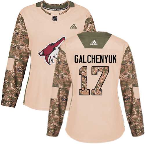 Women's Adidas Phoenix Coyotes #17 Alex Galchenyuk Camo Authentic 2017 Veterans Day Stitched NHL Jersey