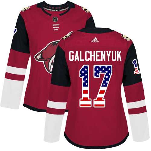 Women's Adidas Phoenix Coyotes #17 Alex Galchenyuk Maroon Home Authentic USA Flag Stitched NHL Jersey