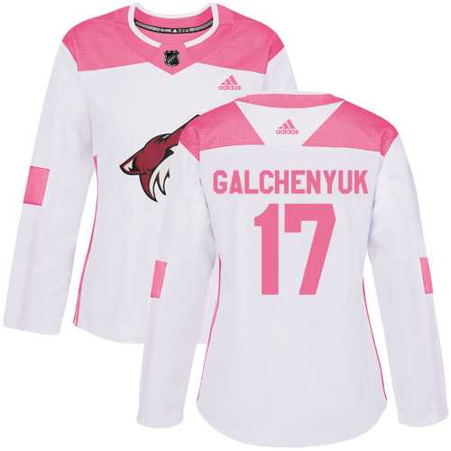 Women's Adidas Phoenix Coyotes #17 Alex Galchenyuk White Pink Authentic Fashion Stitched NHL Jersey