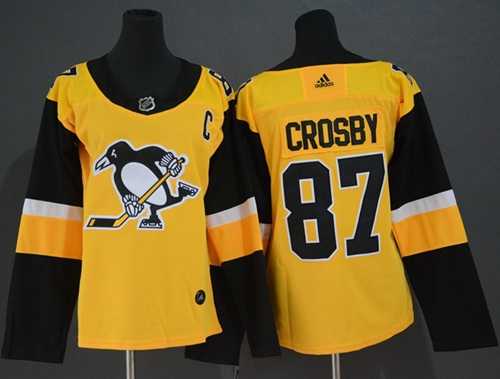 Women's Adidas Pittsburgh Penguins #87 Sidney Crosby Gold Alternate Authentic Stitched NHL Jersey