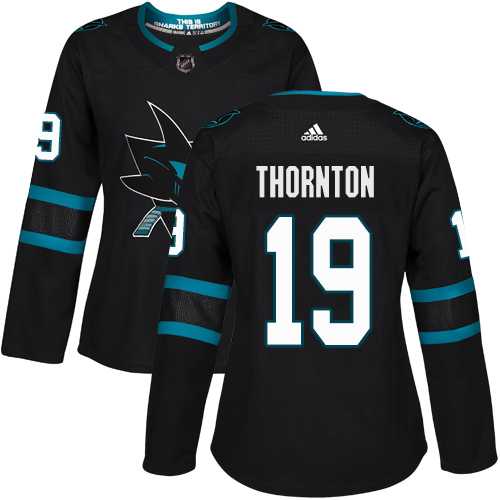 Women's Adidas San Jose Sharks #19 Joe Thornton Black Alternate Authentic Stitched NHL Jersey