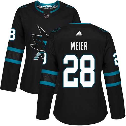 Women's Adidas San Jose Sharks #28 Timo Meier Black Alternate Authentic Stitched NHL Jersey