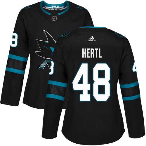 Women's Adidas San Jose Sharks #48 Tomas Hertl Black Alternate Authentic Stitched NHL Jersey