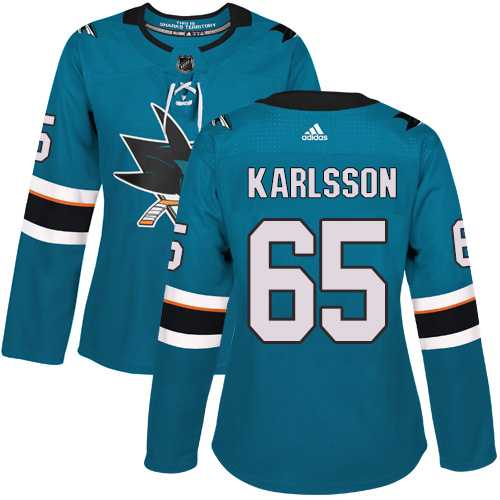 Women's Adidas San Jose Sharks #65 Erik Karlsson Teal Home Authentic Stitched NHL Jersey