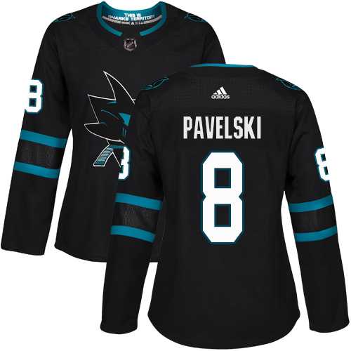 Women's Adidas San Jose Sharks #8 Joe Pavelski Black Alternate Authentic Stitched NHL Jersey