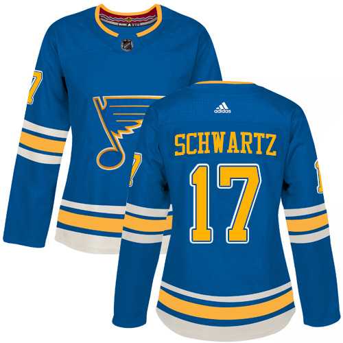 Women's Adidas St. Louis Blues #17 Jaden Schwartz Blue Alternate Authentic Stitched NHL Jersey