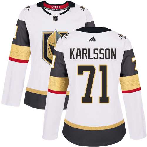 Women's Adidas Vegas Golden Knights #71 William Karlsson White Road Authentic Stitched NHL Jersey