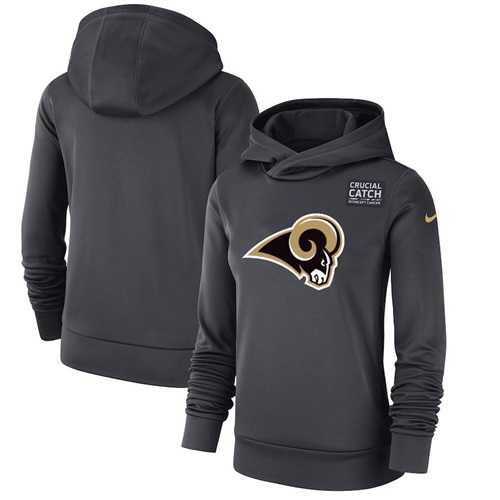 Women's Los Angeles Rams Nike Anthracite Crucial Catch Performance Pullover Hoodie