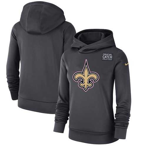 Women's New Orleans Saints Nike Anthracite Crucial Catch Performance Pullover Hoodie