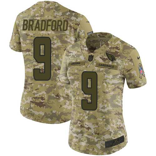 Women's Nike Arizona Cardinals #9 Sam Bradford Camo Stitched NFL Limited 2018 Salute to Service Jersey