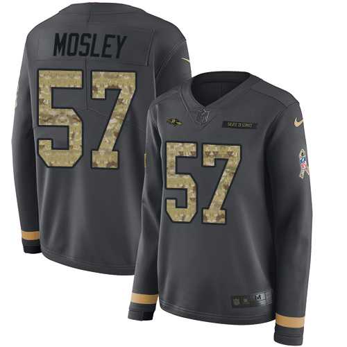 Women's Nike Baltimore Ravens #57 C.J. Mosley Anthracite Salute to Service Stitched NFL Limited Therma Long Sleeve Jersey
