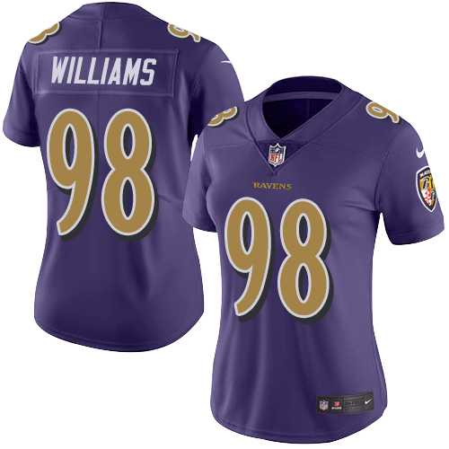 Women's Nike Baltimore Ravens #98 Brandon Williams Purple Stitched NFL Limited Rush Jersey
