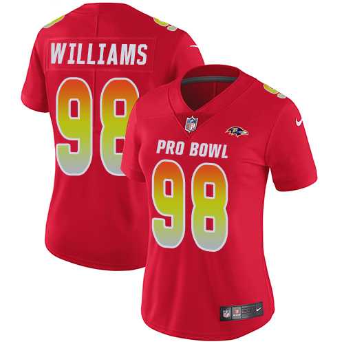 Women's Nike Baltimore Ravens #98 Brandon Williams Red Stitched NFL Limited AFC 2019 Pro Bowl Jersey