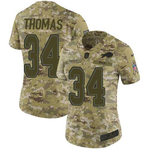 Women's Nike Buffalo Bills #34 Thurman Thomas Camo Stitched NFL Limited 2018 Salute to Service Jersey