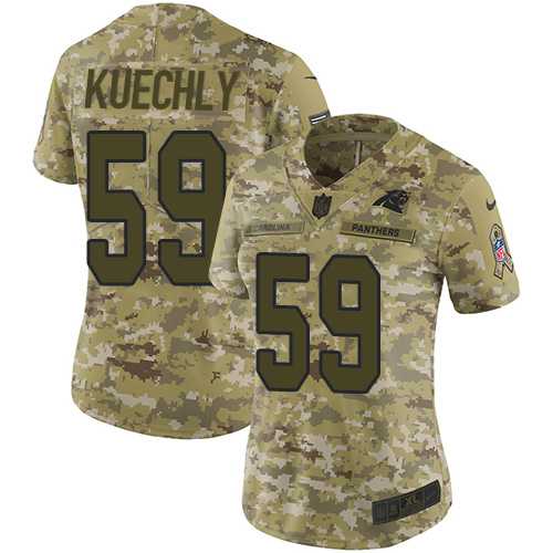 Women's Nike Carolina Panthers #59 Luke Kuechly Camo Stitched NFL Limited 2018 Salute to Service Jersey