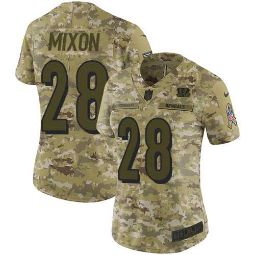 Women's Nike Cincinnati Bengals #28 Joe Mixon Camo Stitched NFL Limited 2018 Salute to Service Jersey