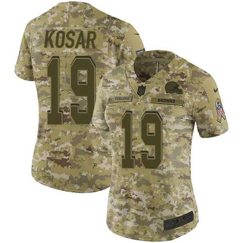 Women's Nike Cleveland Browns #19 Bernie Kosar Camo Stitched NFL Limited 2018 Salute to Service Jersey