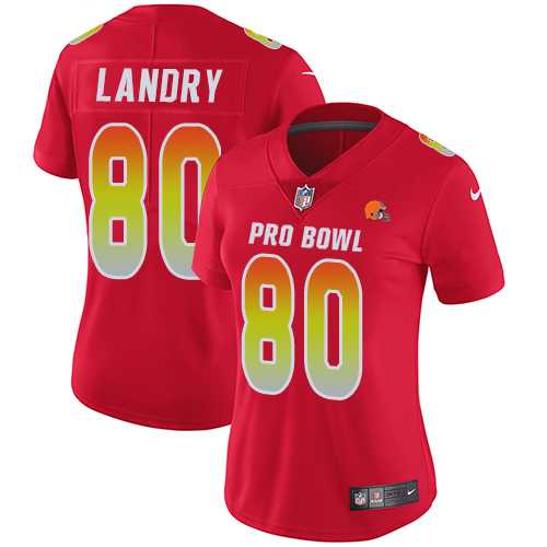 Women's Nike Cleveland Browns #80 Jarvis Landry Red Stitched NFL Limited AFC 2019 Pro Bowl Jersey