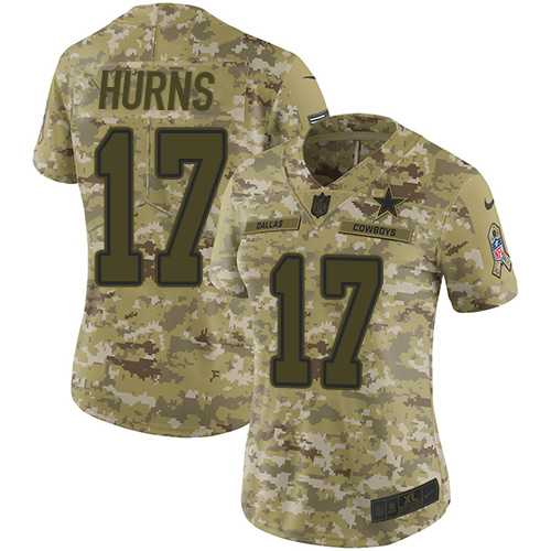 Women's Nike Dallas Cowboys #17 Allen Hurns Camo Stitched NFL Limited 2018 Salute to Service Jersey