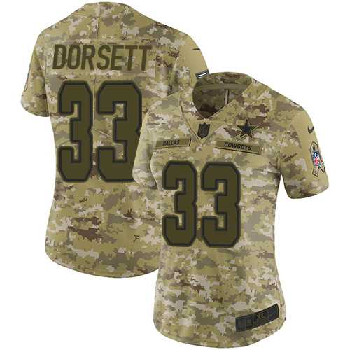 Women's Nike Dallas Cowboys #33 Tony Dorsett Camo Stitched NFL Limited 2018 Salute to Service Jersey
