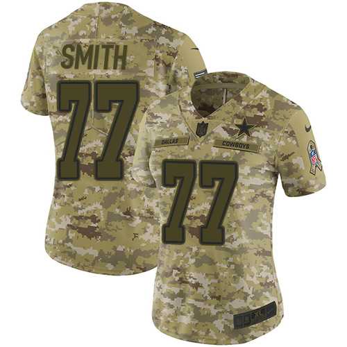 Women's Nike Dallas Cowboys #77 Tyron Smith Camo Stitched NFL Limited 2018 Salute to Service Jersey