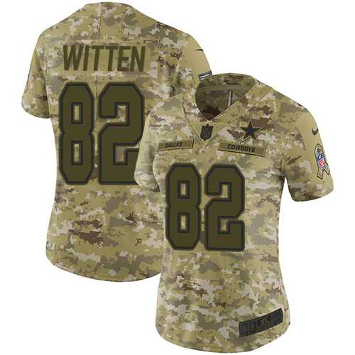 Women's Nike Dallas Cowboys #82 Jason Witten Camo Stitched NFL Limited 2018 Salute to Service Jersey