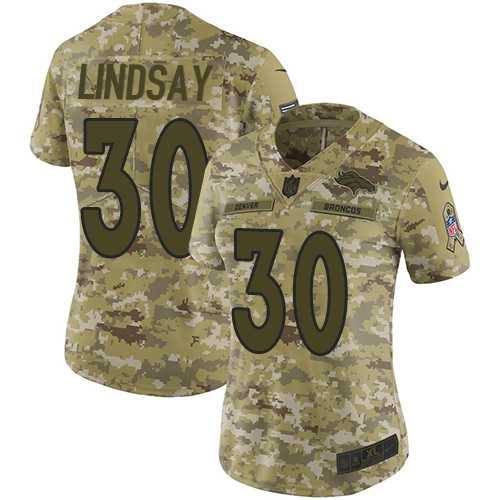 Women's Nike Denver Broncos #30 Phillip Lindsay Camo Stitched NFL Limited 2018 Salute to Service Jersey