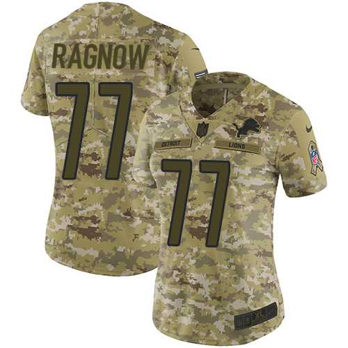 Women's Nike Detroit Lions #77 Frank Ragnow Camo Stitched NFL Limited 2018 Salute to Service Jersey