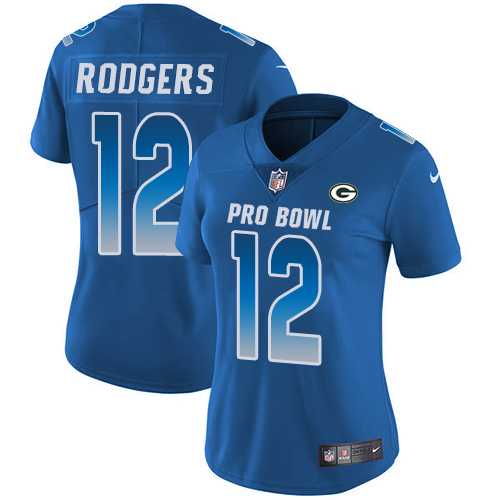 Women's Nike Green Bay Packers #12 Aaron Rodgers Royal Stitched NFL Limited NFC 2019 Pro Bowl Jersey