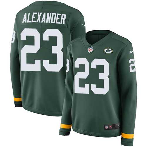 Women's Nike Green Bay Packers #23 Jaire Alexander Green Team Color Stitched NFL Limited Therma Long Sleeve Jersey