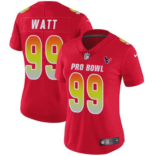 Women's Nike Houston Texans #99 J.J. Watt Red Stitched NFL Limited AFC 2019 Pro Bowl Jersey