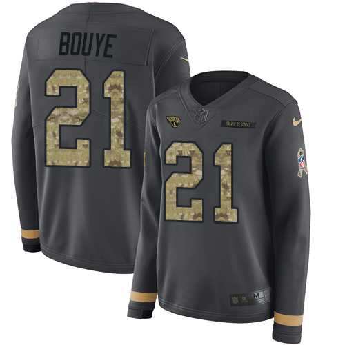 Women's Nike Jacksonville Jaguars #21 A.J. Bouye Anthracite Salute to Service Stitched NFL Limited Therma Long Sleeve Jersey