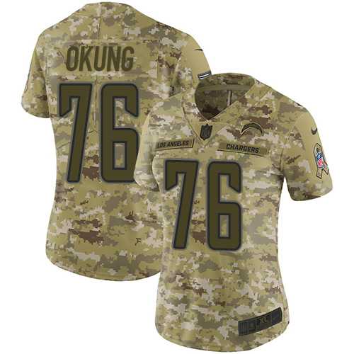 Women's Nike Los Angeles Chargers #76 Russell Okung Camo Stitched NFL Limited 2018 Salute to Service Jersey