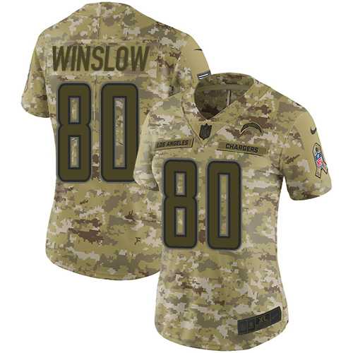 Women's Nike Los Angeles Chargers #80 Kellen Winslow Camo Stitched NFL Limited 2018 Salute to Service Jersey