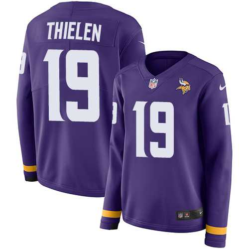 Women's Nike Minnesota Vikings #19 Adam Thielen Purple Team Color Stitched NFL Limited Therma Long Sleeve Jersey