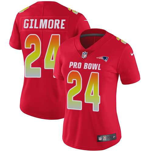 Women's Nike New England Patriots #24 Stephon Gilmore Red Stitched NFL Limited AFC 2019 Pro Bowl Jersey