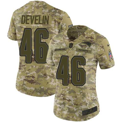 Women's Nike New England Patriots #46 James Develin Camo Stitched NFL Limited 2018 Salute to Service Jersey