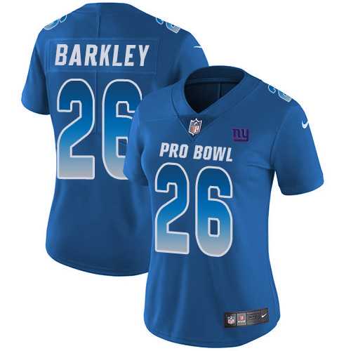 Women's Nike New York Giants #26 Saquon Barkley Royal Stitched NFL Limited NFC 2019 Pro Bowl Jersey