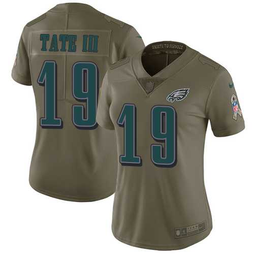 Women's Nike Philadelphia Eagles #19 Golden Tate III Olive Stitched NFL Limited 2017 Salute to Service Jersey